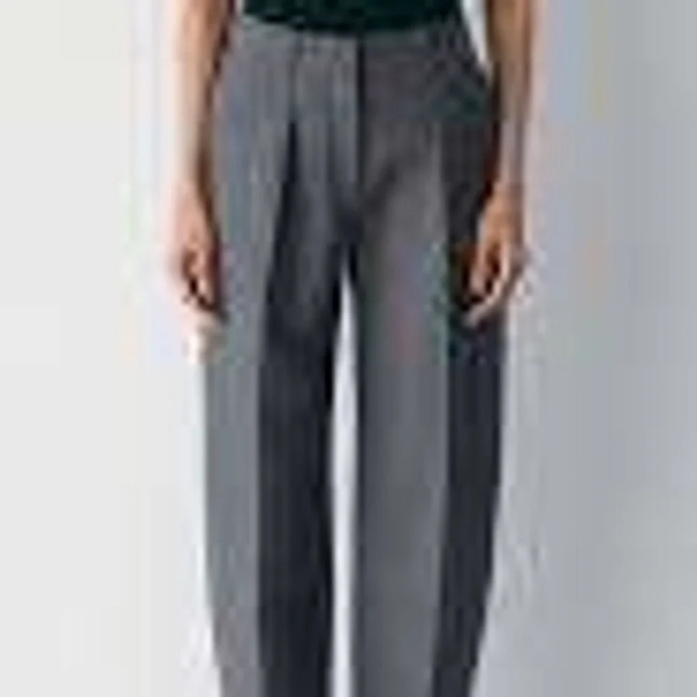 Aritzia Babaton Dial Pant‎ Heather Charcoal High Rise Barrel Leg Trousers Size 8